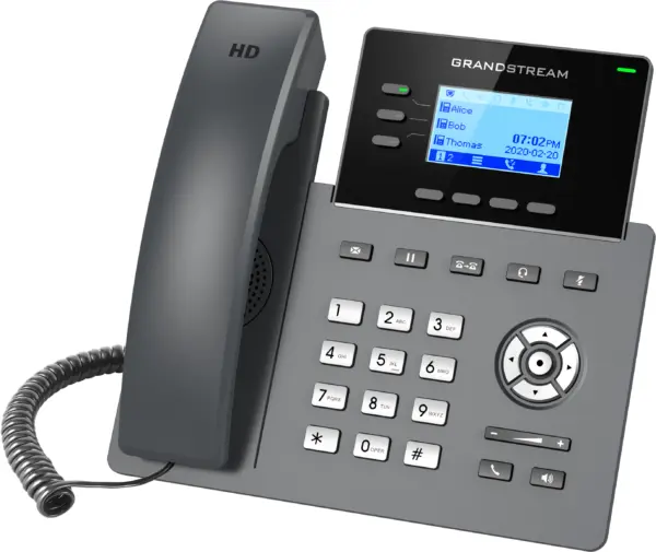 Telefono IP de 3 lineas con 6 cuentas SIP - conferencia de 5 vias, GDMS, Gigabit Sin Poe pero SI incluye su fuente de alimentacion