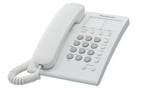 Teléfono analógico PANASONIC KX-TS550MEW - Analógica, Escritorio/pared, Color blanco, Incluye Memoria para 10 Números