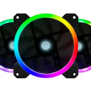 Kit de Ventiladores GAME FACTOR FKG400 - Multicolor, Ventilador 120mm Incluye 2 Tiras LED, Control Remoto.